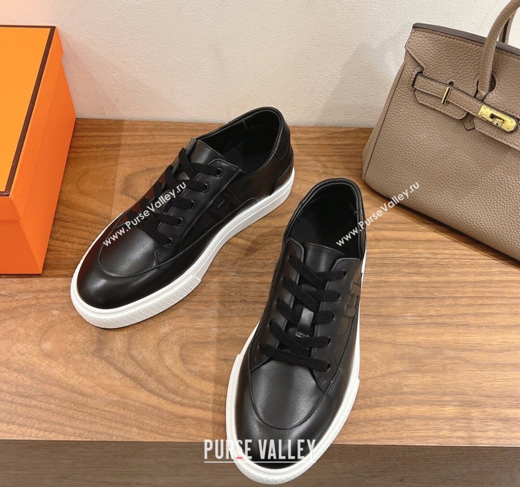 Hermes Deep Sneakers in Calfskin Leather Black Upper 2025 0419 (XC-250419024)