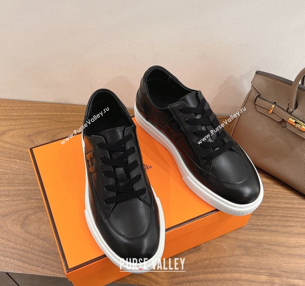 Hermes Deep Sneakers in Calfskin Leather Black Upper 2025 0419 (XC-250419024)