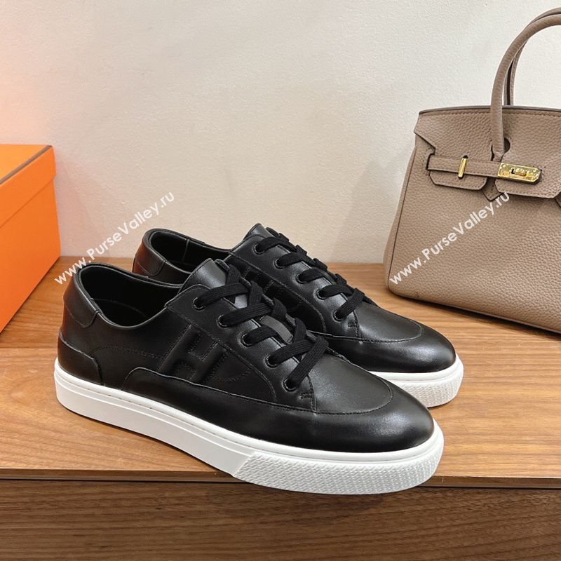 Hermes Deep Sneakers in Calfskin Leather Black Upper 2025 0419 (XC-250419024)