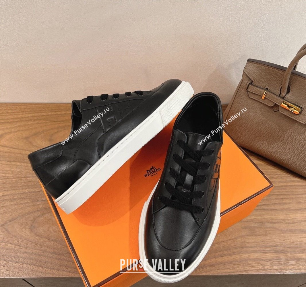 Hermes Deep Sneakers in Calfskin Leather Black Upper 2025 0419 (XC-250419024)
