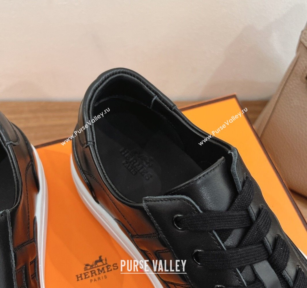 Hermes Deep Sneakers in Calfskin Leather Black Upper 2025 0419 (XC-250419024)