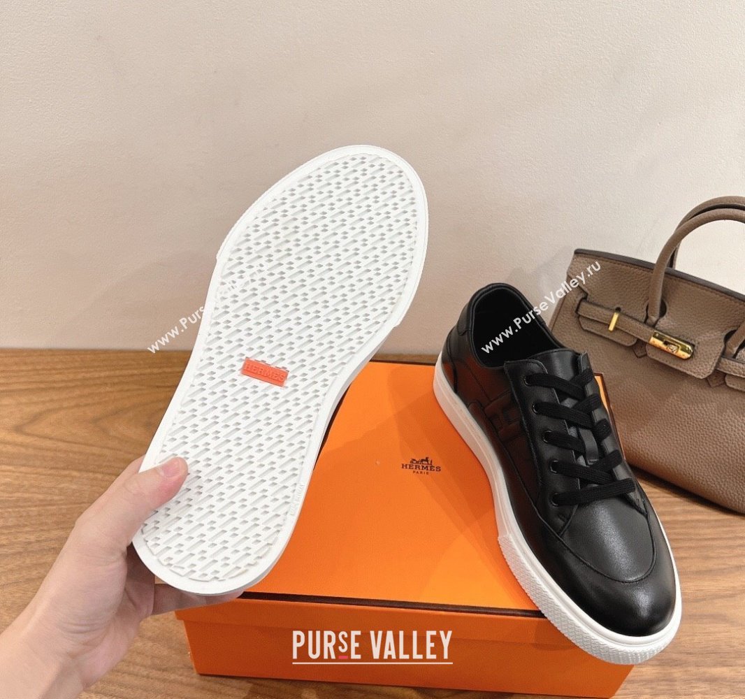 Hermes Deep Sneakers in Calfskin Leather Black Upper 2025 0419 (XC-250419024)