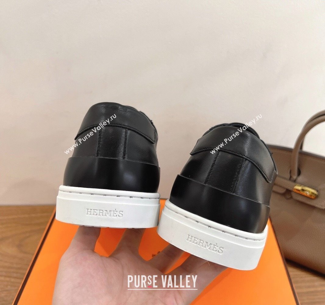 Hermes Deep Sneakers in Calfskin Leather Black Upper 2025 0419 (XC-250419024)