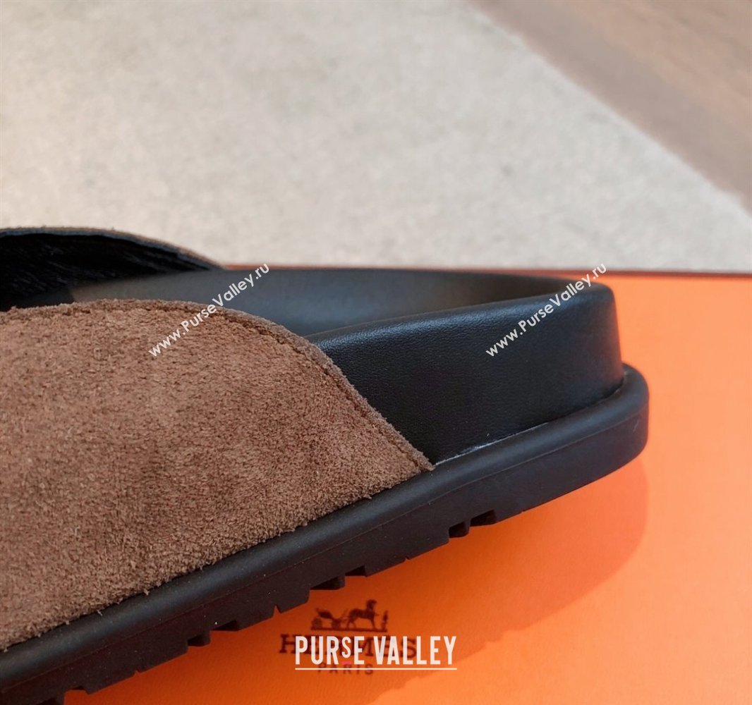 Hermes Johan Flat Mules in Suede Brown2 2025 0418 (XC-250418116)