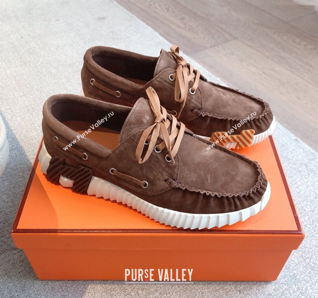 Hermes Ketch Sneakers in Suede Dark Brown 2025 0419 (XC-250419062)