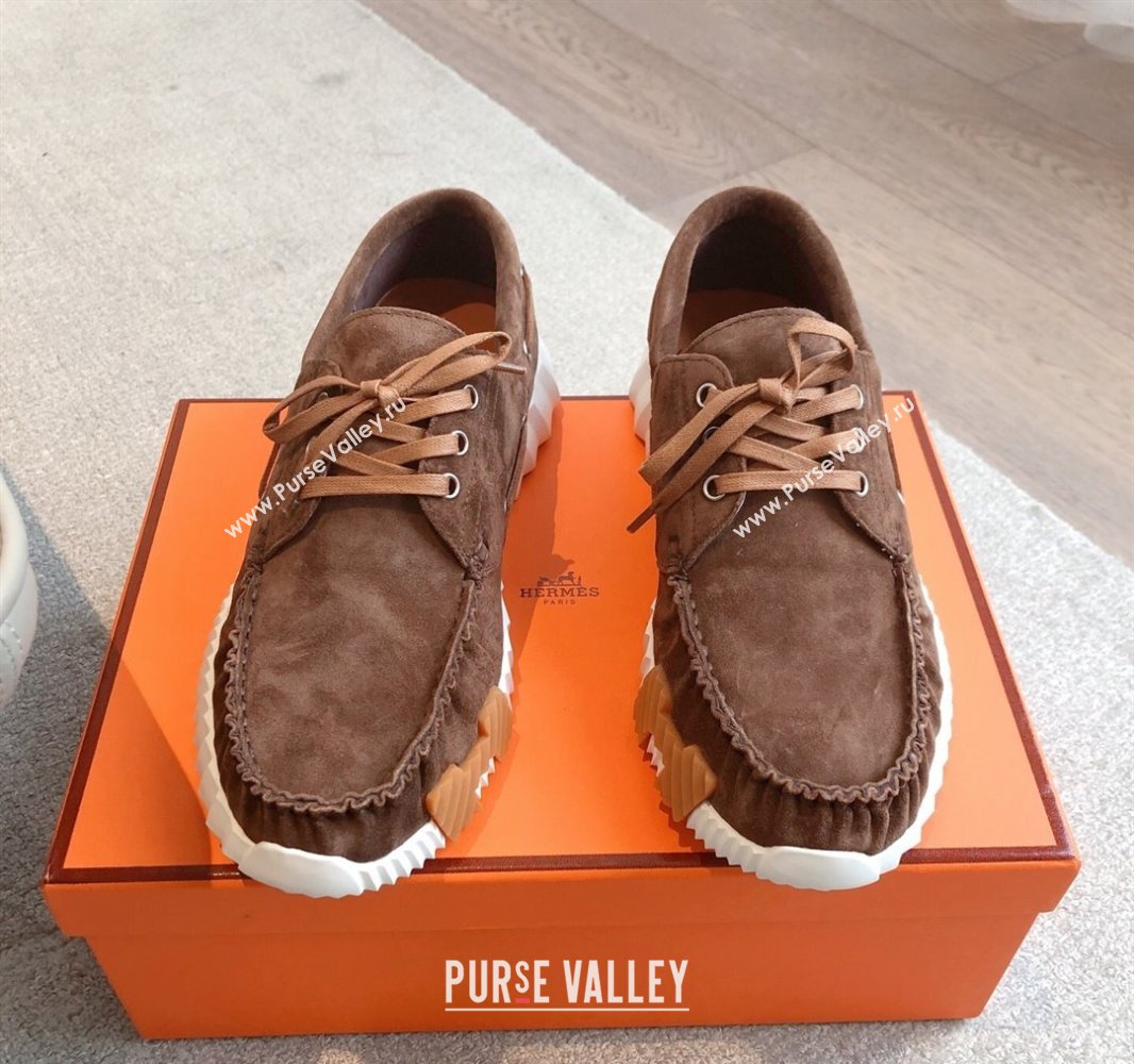 Hermes Ketch Sneakers in Suede Dark Brown 2025 0419 (XC-250419062)