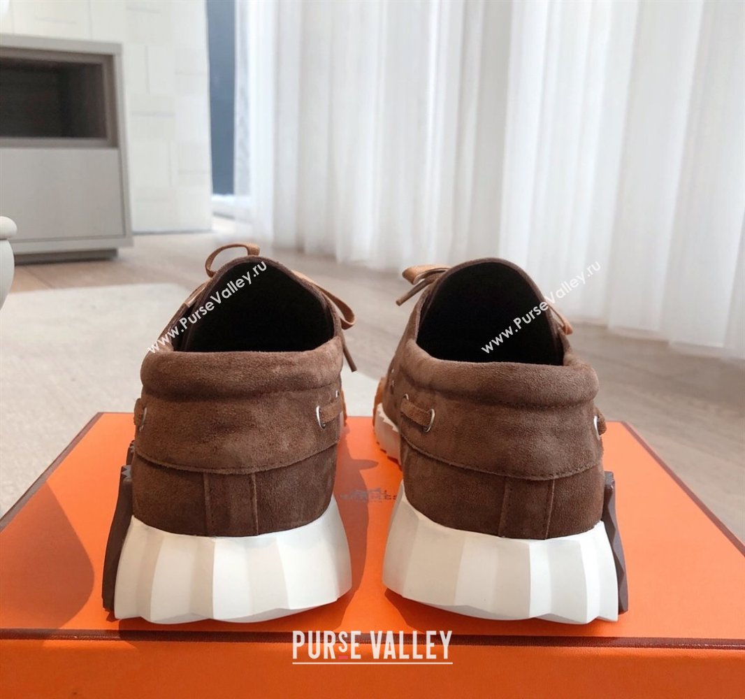 Hermes Ketch Sneakers in Suede Dark Brown 2025 0419 (XC-250419062)