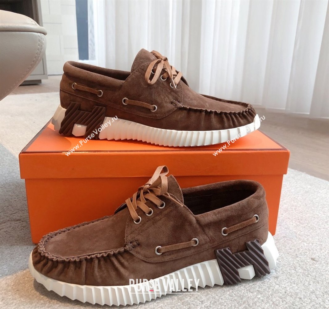 Hermes Ketch Sneakers in Suede Dark Brown 2025 0419 (XC-250419062)