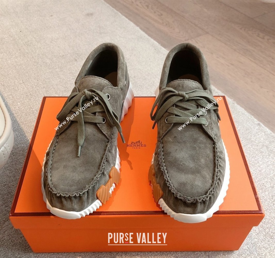 Hermes Ketch Sneakers in Suede Green 2025 0419 (XC-250419064)