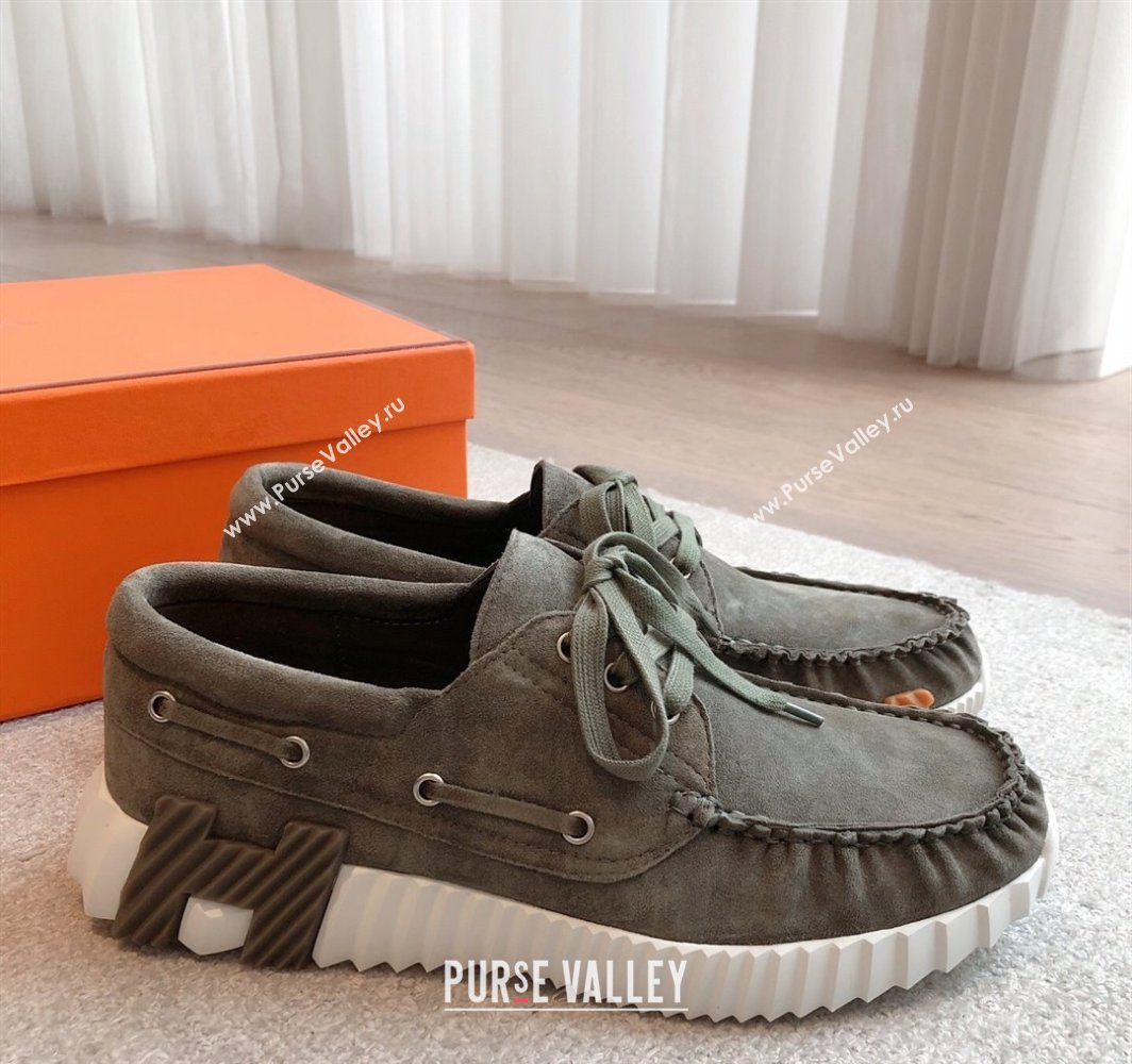 Hermes Ketch Sneakers in Suede Green 2025 0419 (XC-250419064)
