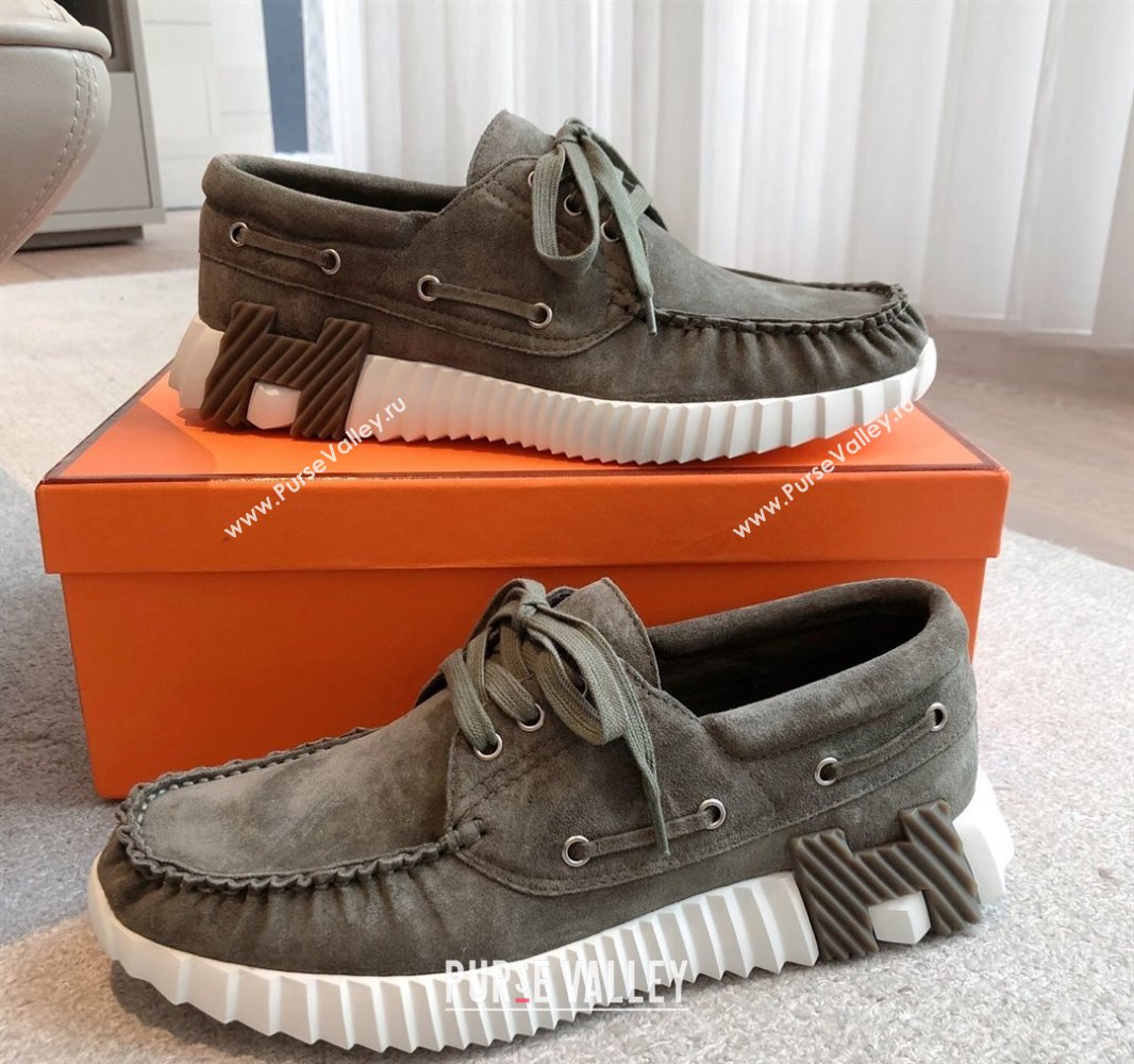 Hermes Ketch Sneakers in Suede Green 2025 0419 (XC-250419064)