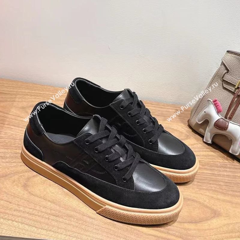 Hermes Deep Sneakers in Calfskin and Suede Black 2025 0418 (XC-250418105)
