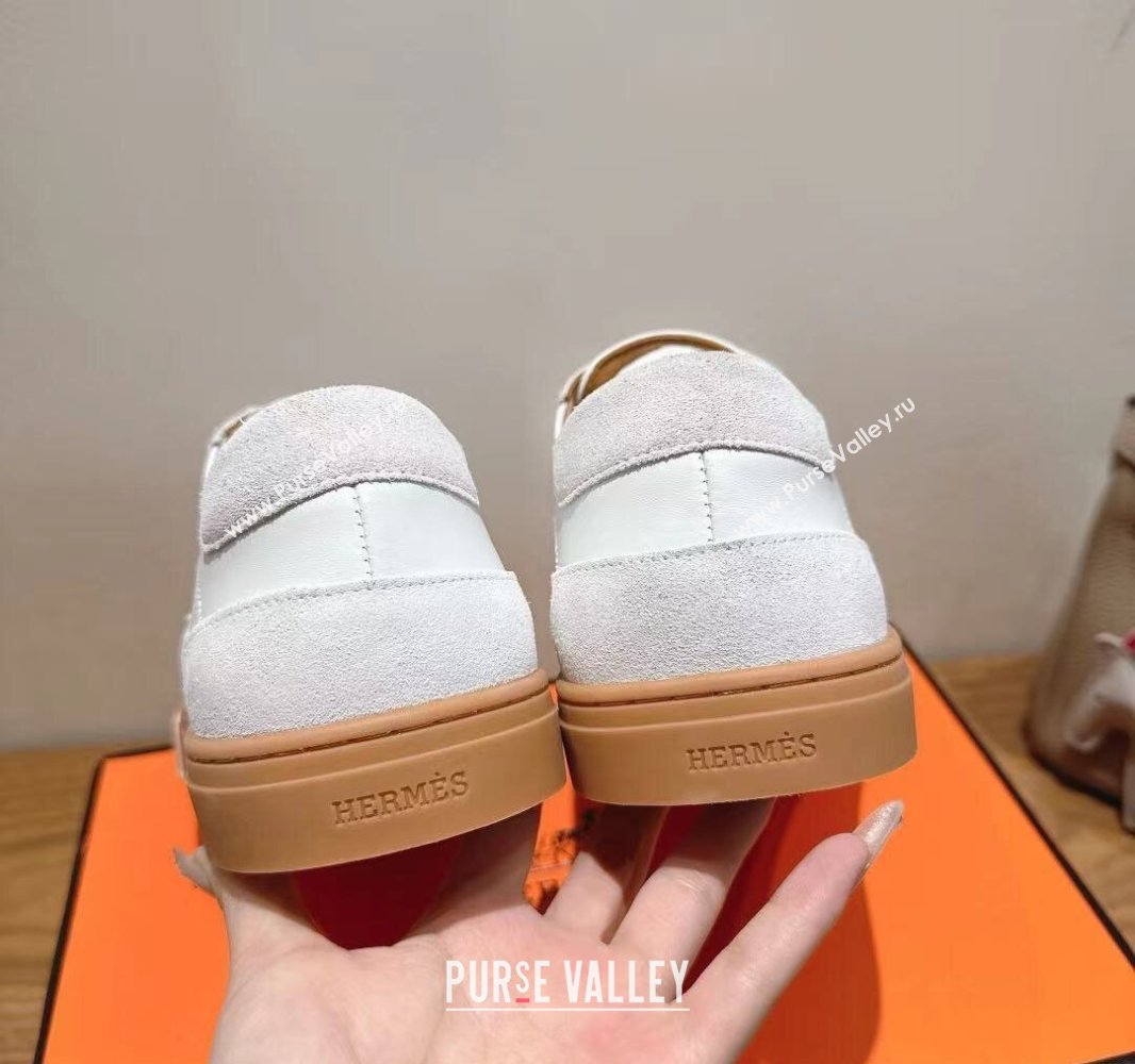 Hermes Deep Sneakers in Calfskin and Suede White 2025 0418 (XC-250418106)