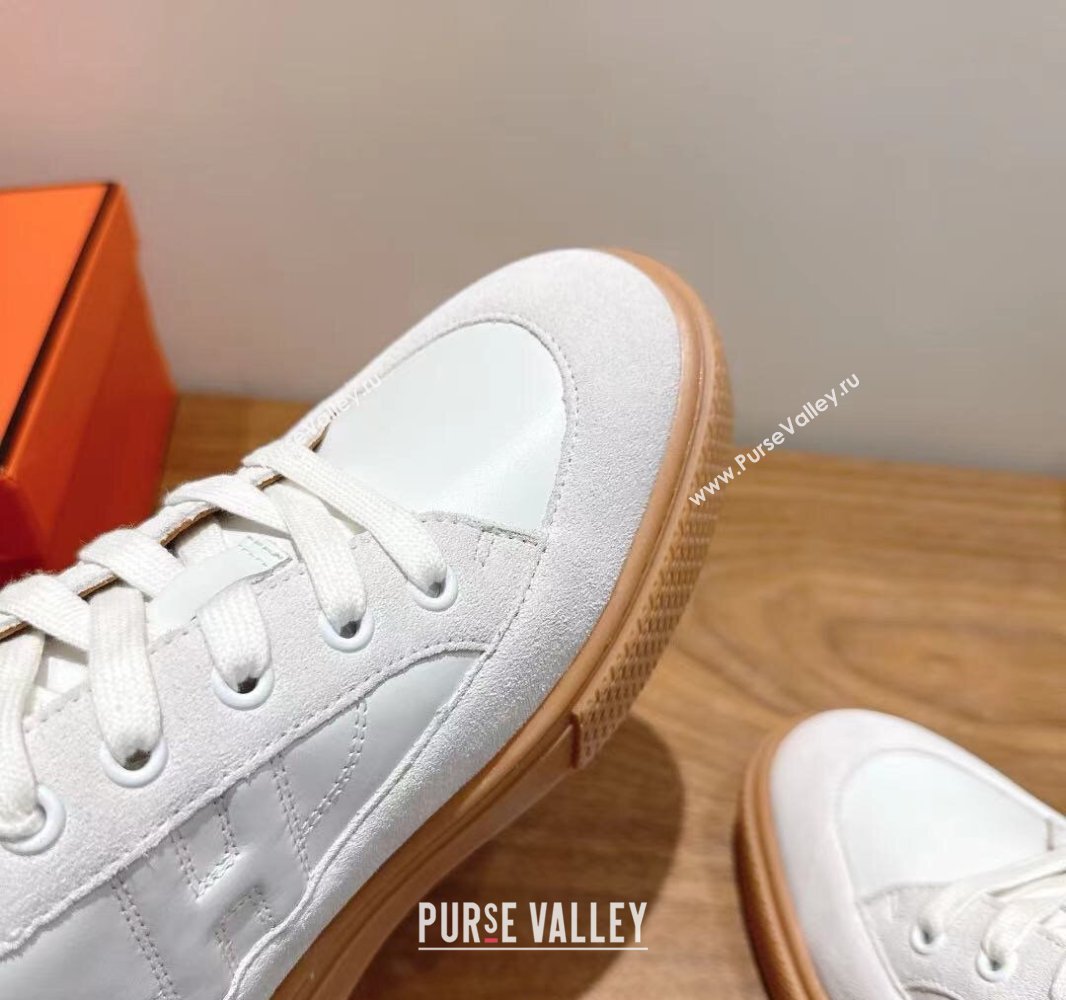 Hermes Deep Sneakers in Calfskin and Suede White 2025 0418 (XC-250418106)