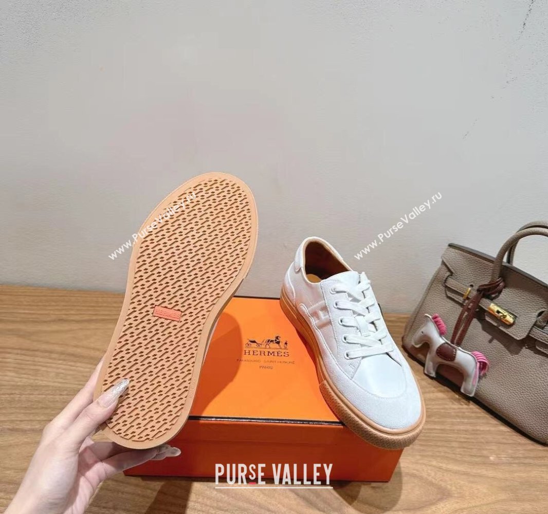 Hermes Deep Sneakers in Calfskin and Suede White 2025 0418 (XC-250418106)