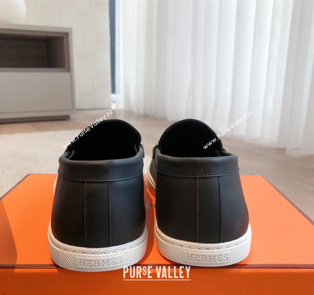 Hermes Ignacio Driving Loafers Flat with Chaine dAncre Buckle in Calfskin Black Upper 2025 0418 (XC-250418123)