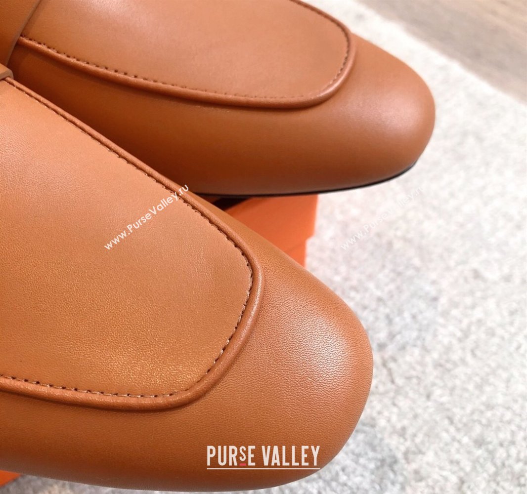 Hermes Oz Flat Mules in Calfskin Leather Brown 2025 0419 (XC-250419107)