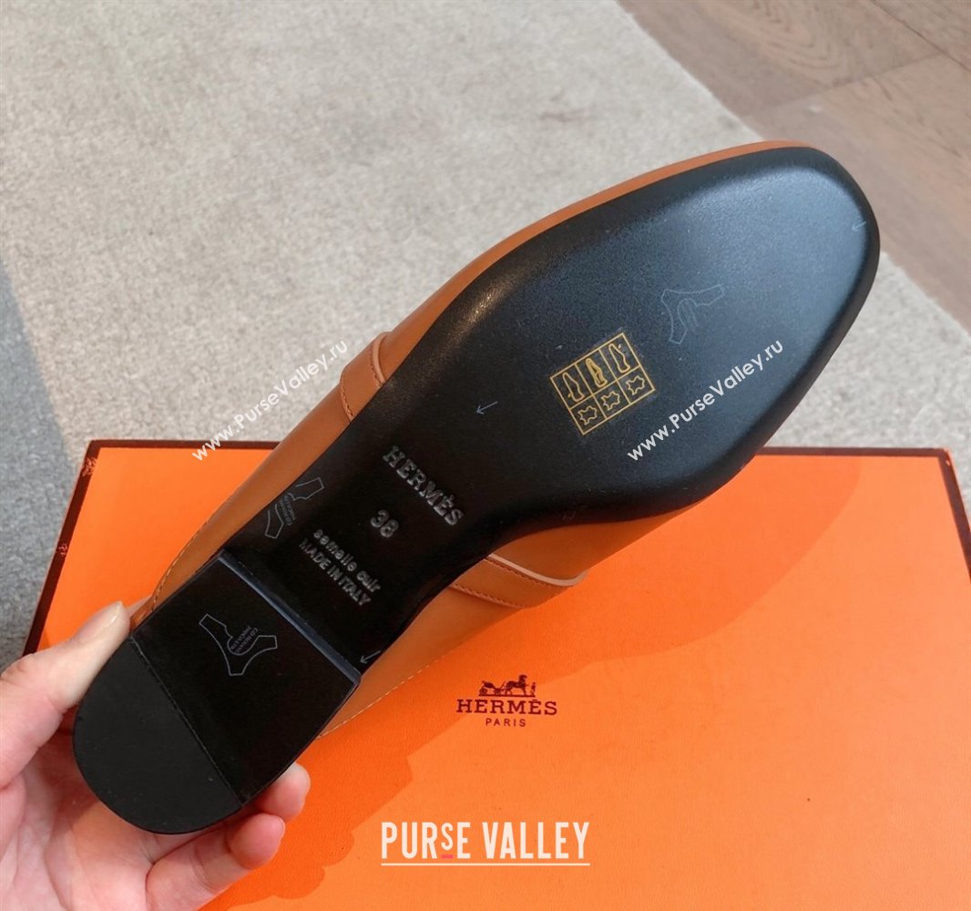 Hermes Oz Flat Mules in Calfskin Leather Brown 2025 0419 (XC-250419107)