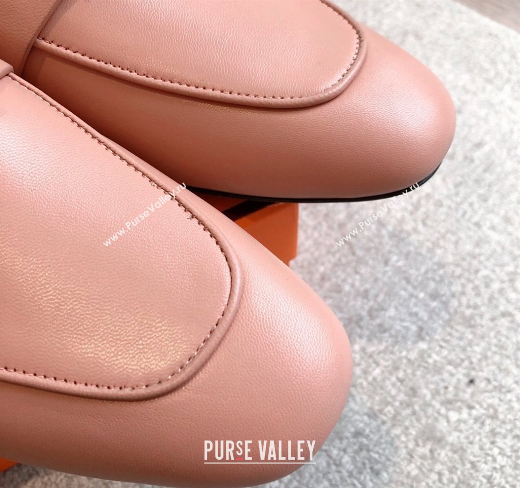 Hermes Oz Flat Mules in Calfskin Leather Pink 2025 0419 (XC-250419110)