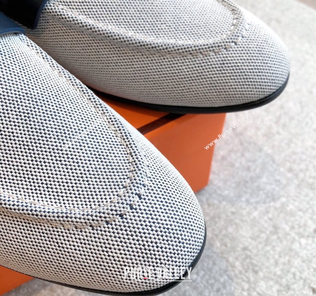 Hermes Paris Loafers in Calfskin and Canvas Dark Blue 2025 0419 (XC-250419111)