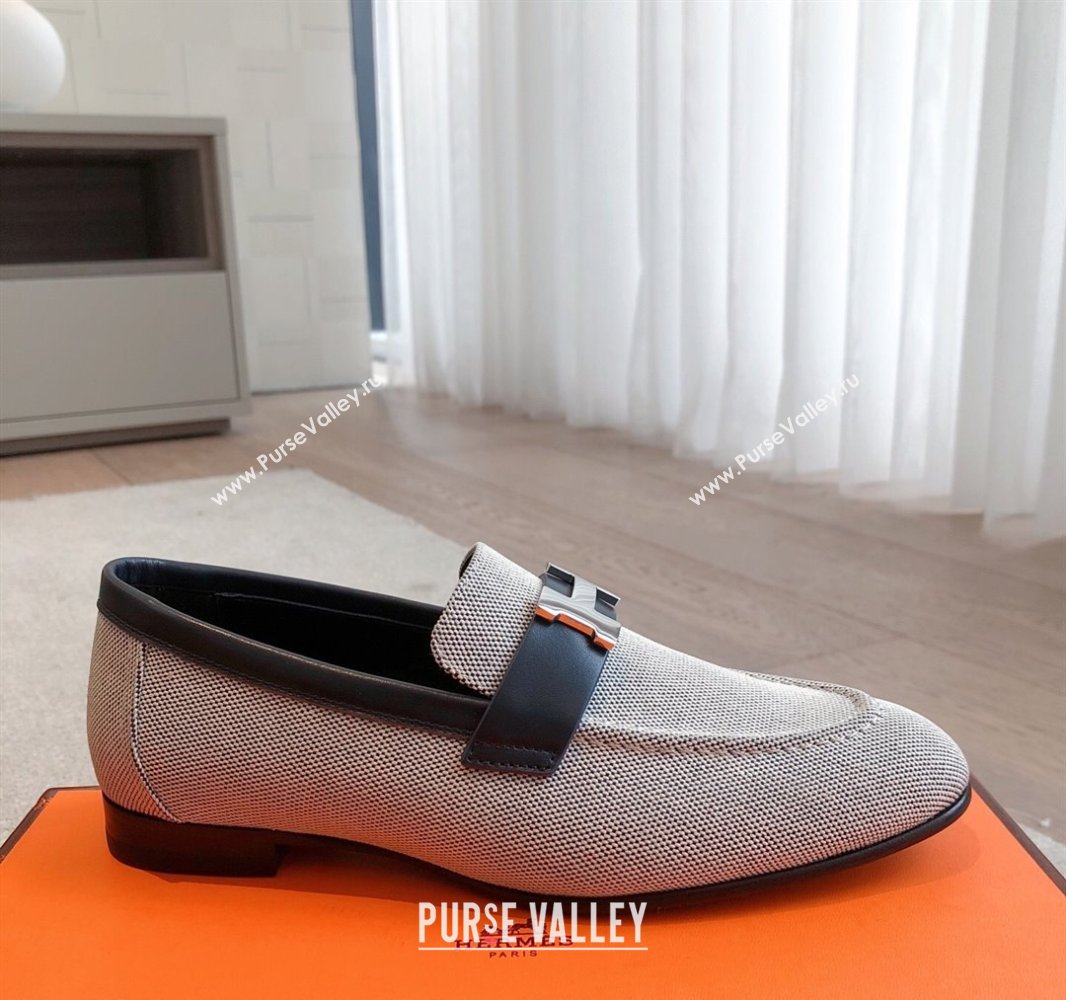 Hermes Paris Loafers in Calfskin and Canvas Dark Blue 2025 0419 (XC-250419111)
