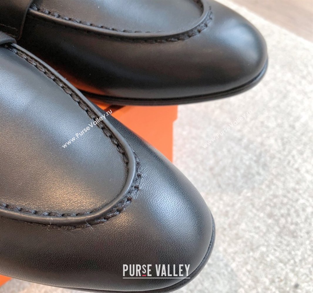 Hermes Paris Loafers in Calfskin Leather Black 2025 0419 (XC-250419112)