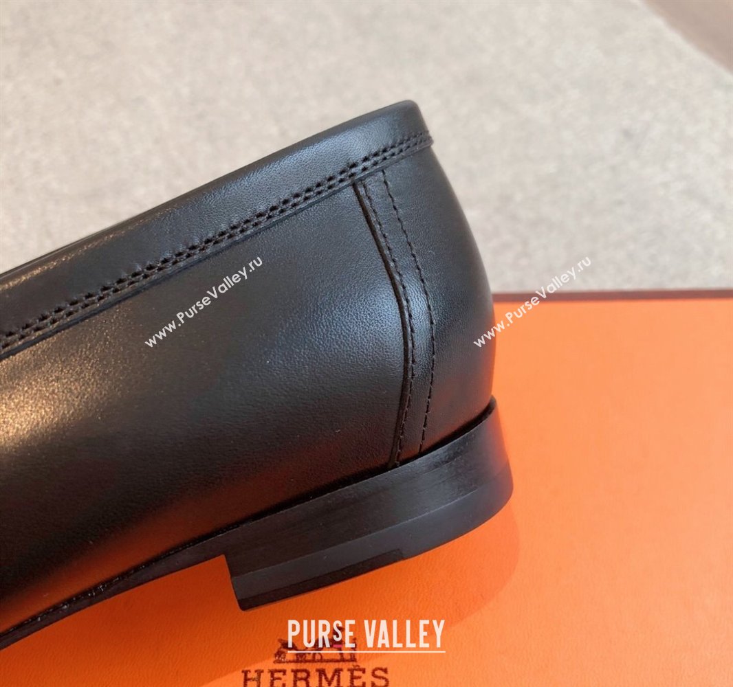 Hermes Paris Loafers in Calfskin Leather Black 2025 0419 (XC-250419112)