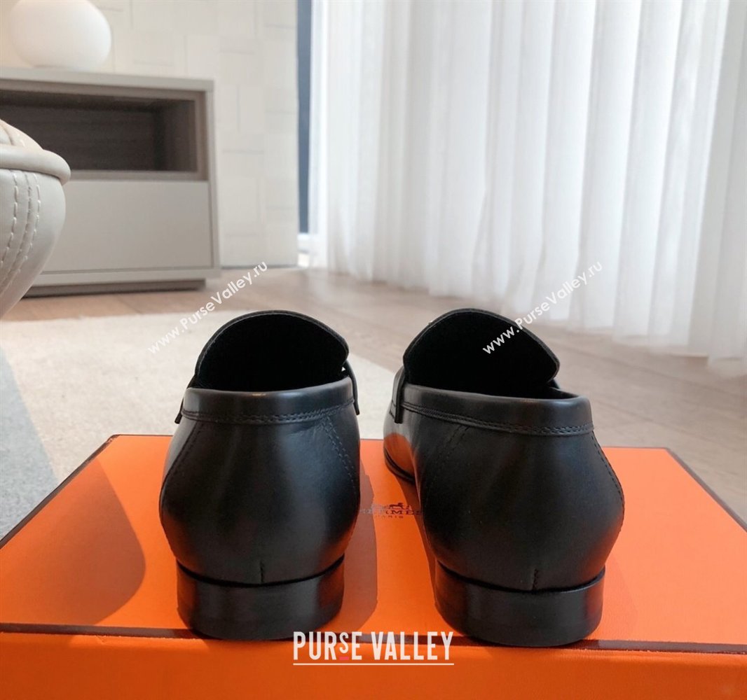 Hermes Paris Loafers in Calfskin Leather Black 2025 0419 (XC-250419112)