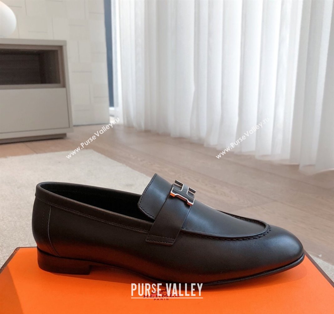 Hermes Paris Loafers in Calfskin Leather Black 2025 0419 (XC-250419112)