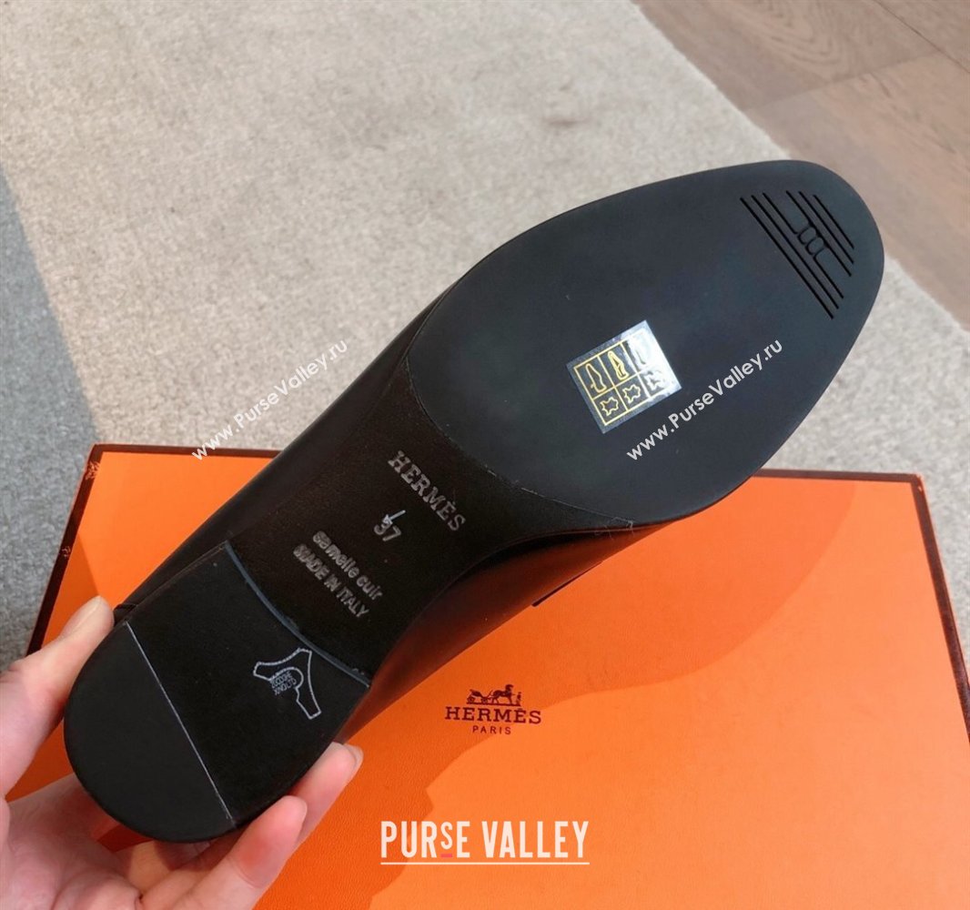 Hermes Paris Loafers in Calfskin Leather Black 2025 0419 (XC-250419112)