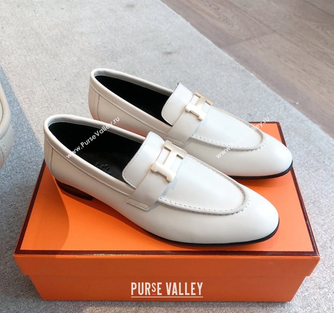 Hermes Paris Loafers in Calfskin Leather White 2025 0419 (XC-250419113)