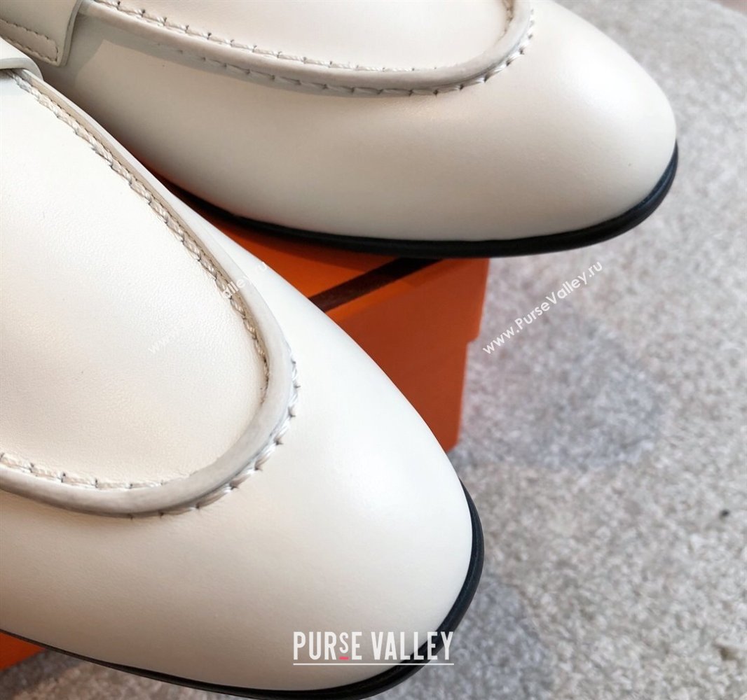 Hermes Paris Loafers in Calfskin Leather White 2025 0419 (XC-250419113)