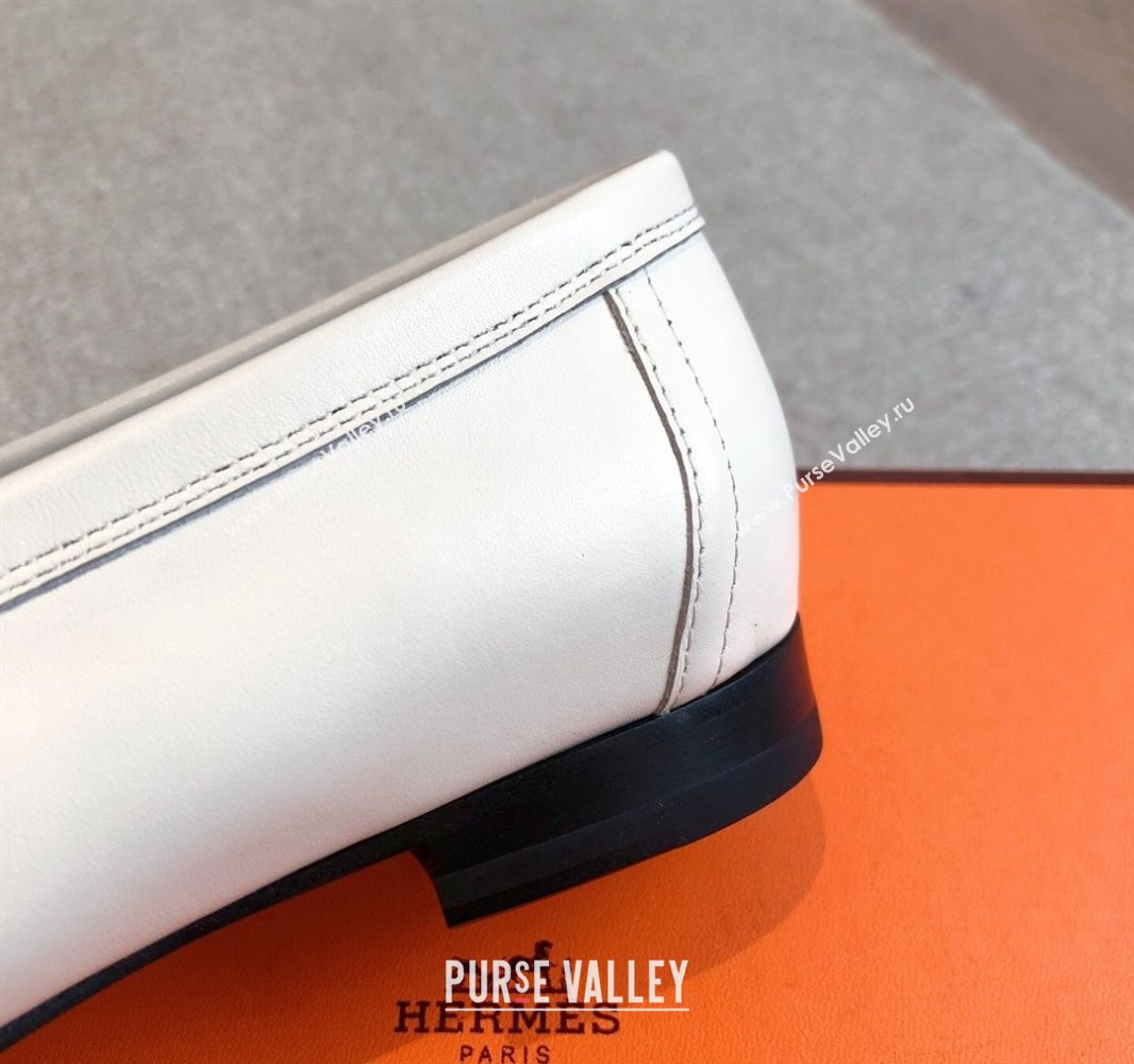 Hermes Paris Loafers in Calfskin Leather White 2025 0419 (XC-250419113)