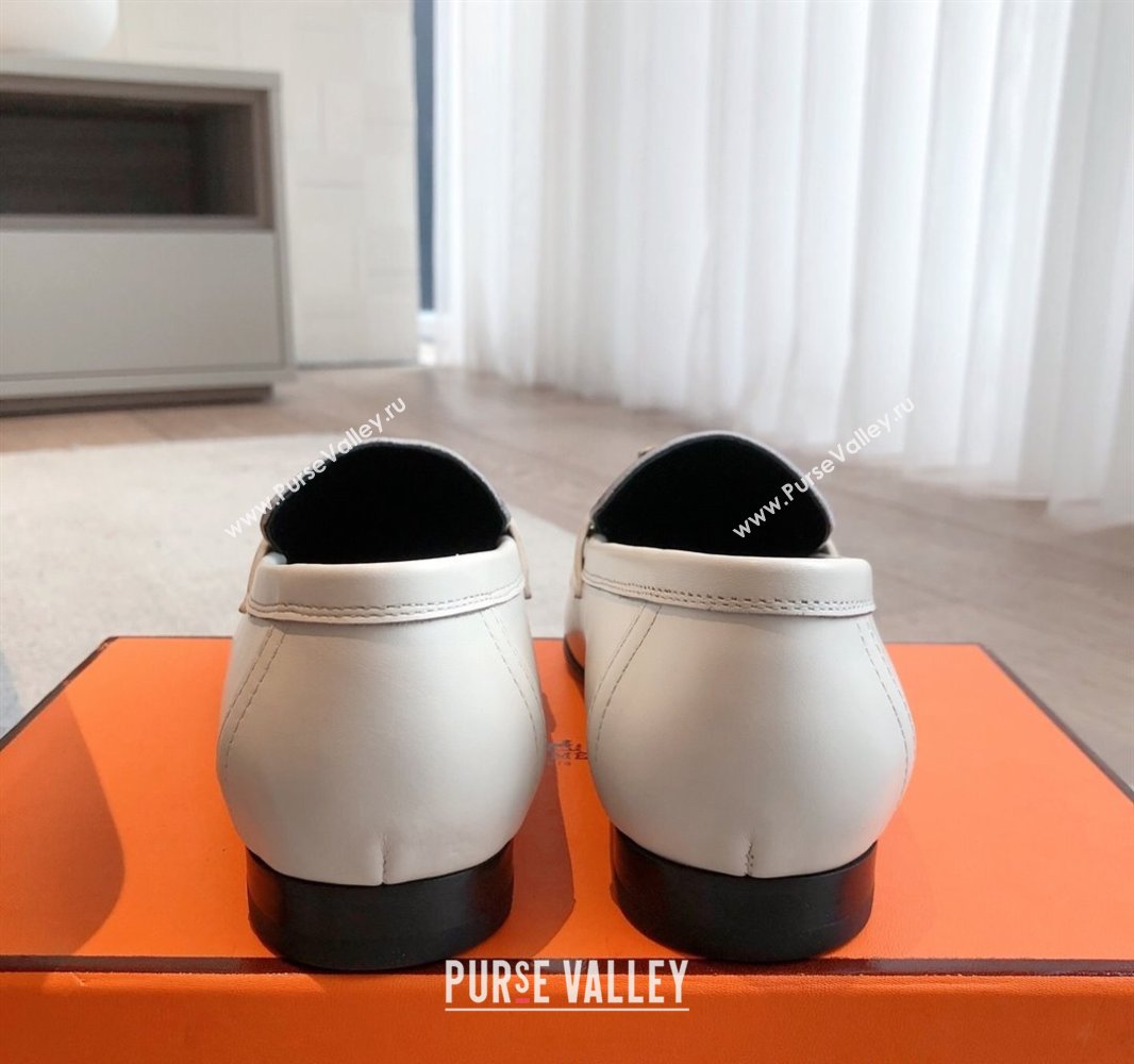 Hermes Paris Loafers in Calfskin Leather White 2025 0419 (XC-250419113)