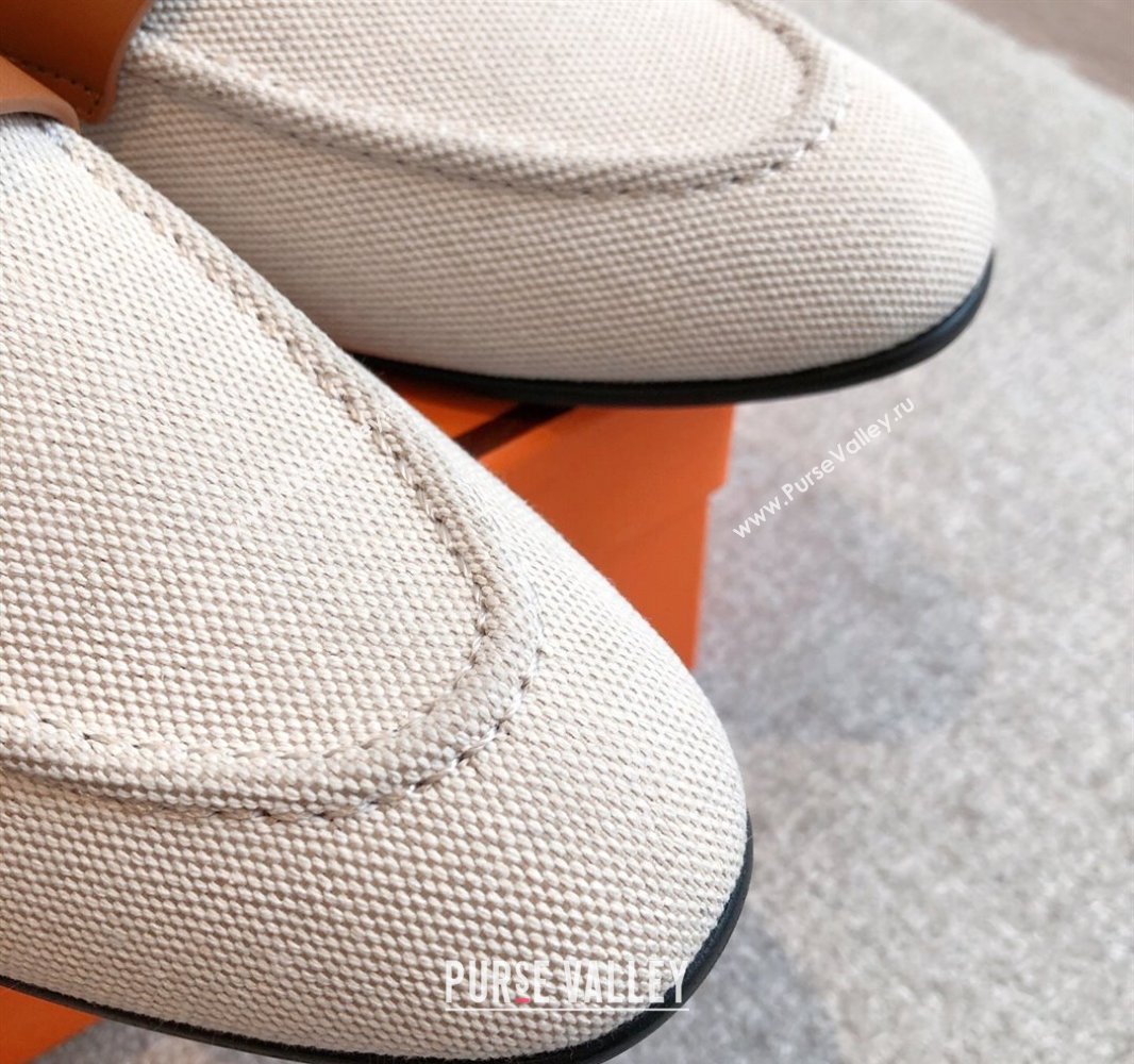 Hermes Paris Loafers in Calfskin and Canvas Brown 2025 0419 (XC-250419114)
