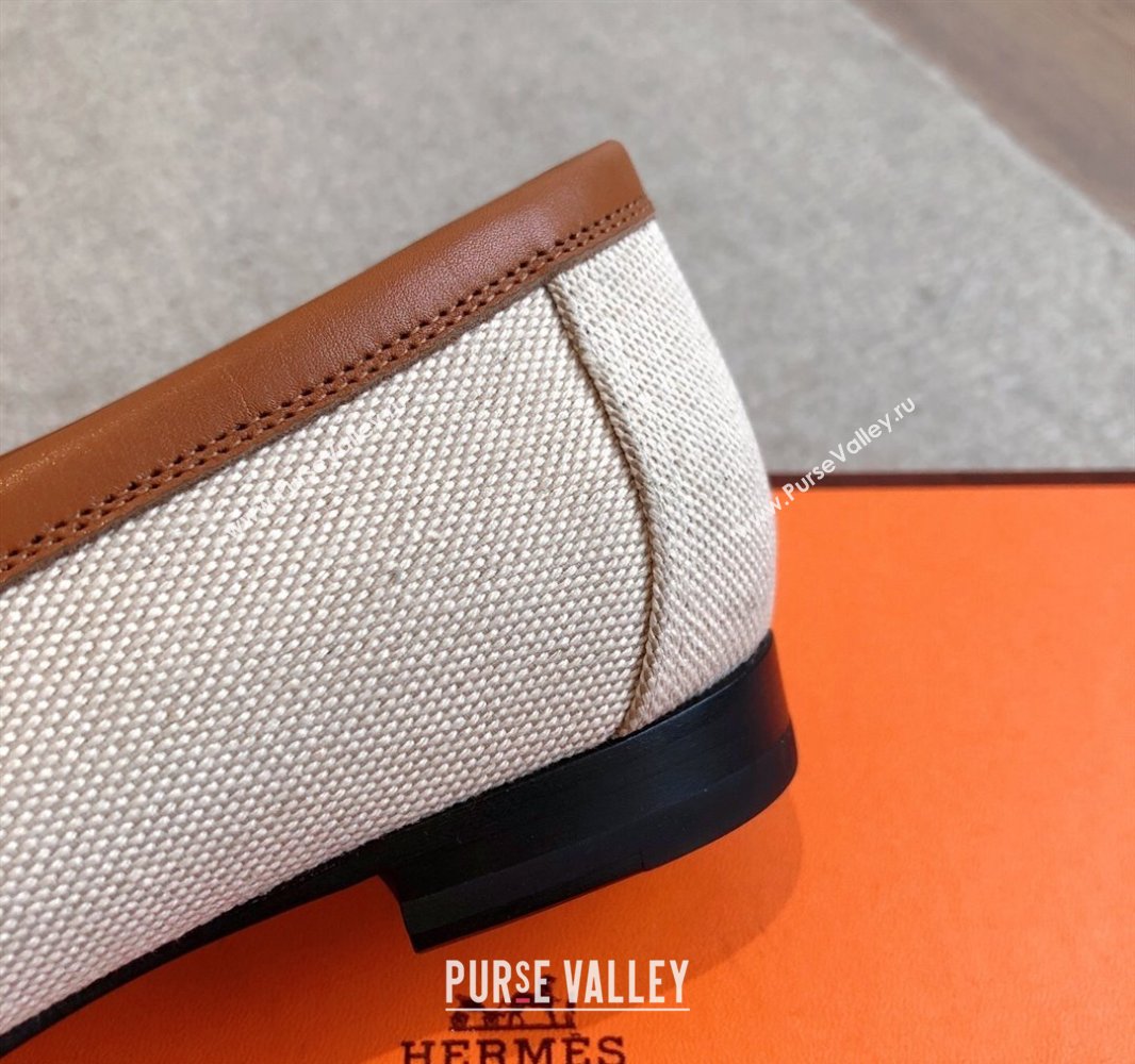 Hermes Paris Loafers in Calfskin and Canvas Brown 2025 0419 (XC-250419114)