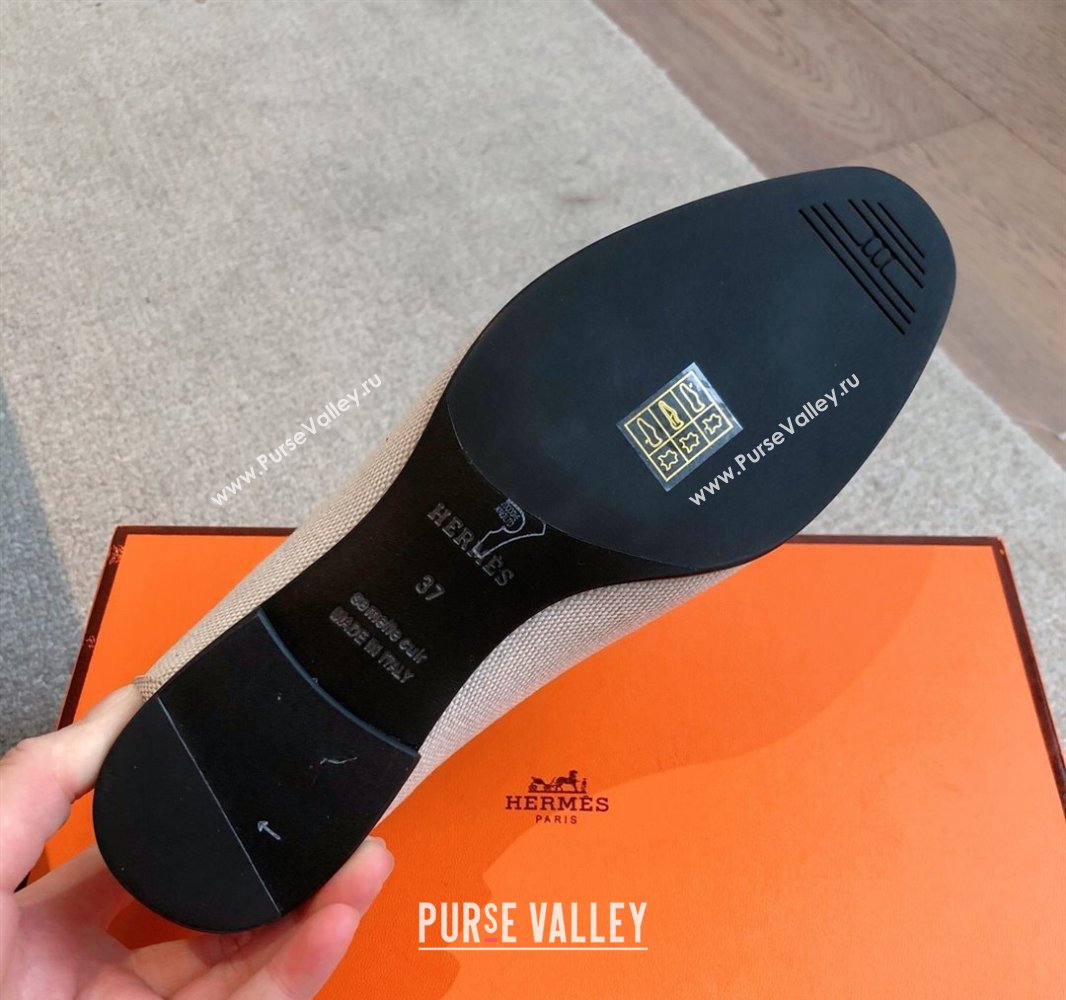 Hermes Paris Loafers in Calfskin and Canvas Brown 2025 0419 (XC-250419114)