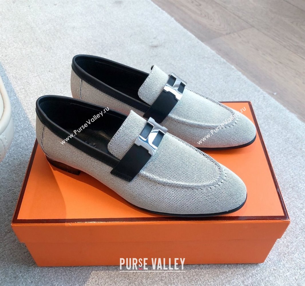Hermes Paris Loafers in Calfskin and Canvas Black 2025 0419 (XC-250419115)