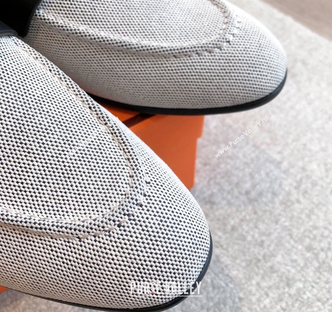 Hermes Paris Loafers in Calfskin and Canvas Black 2025 0419 (XC-250419115)