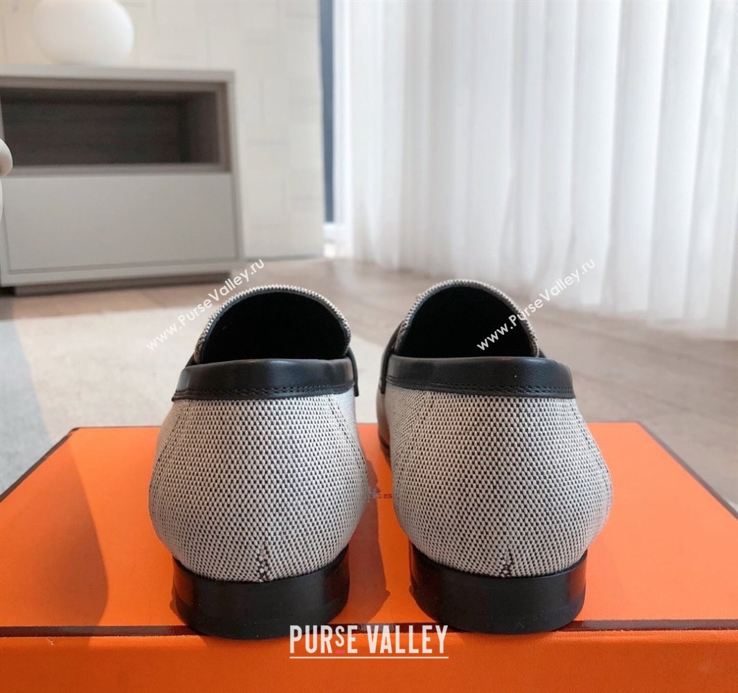Hermes Paris Loafers in Calfskin and Canvas Black 2025 0419 (XC-250419115)