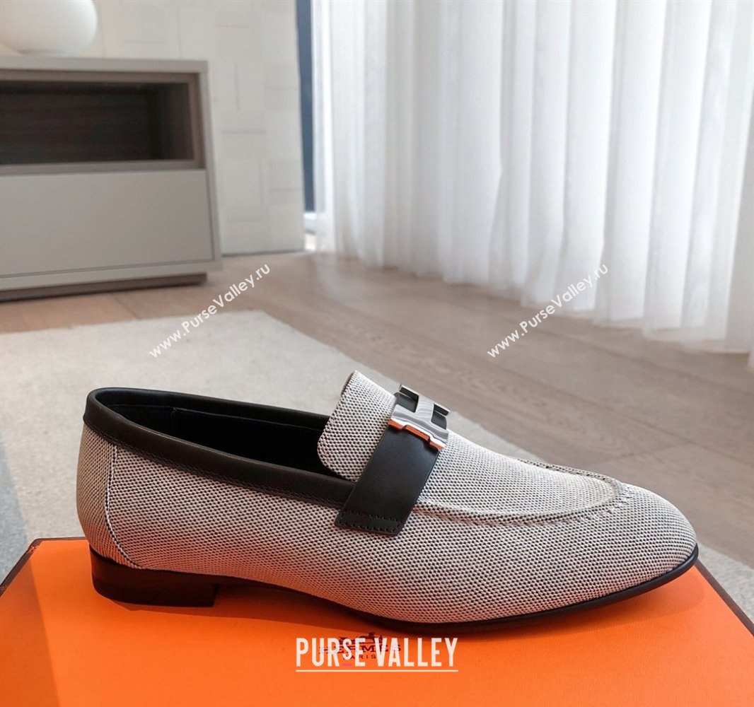 Hermes Paris Loafers in Calfskin and Canvas Black 2025 0419 (XC-250419115)