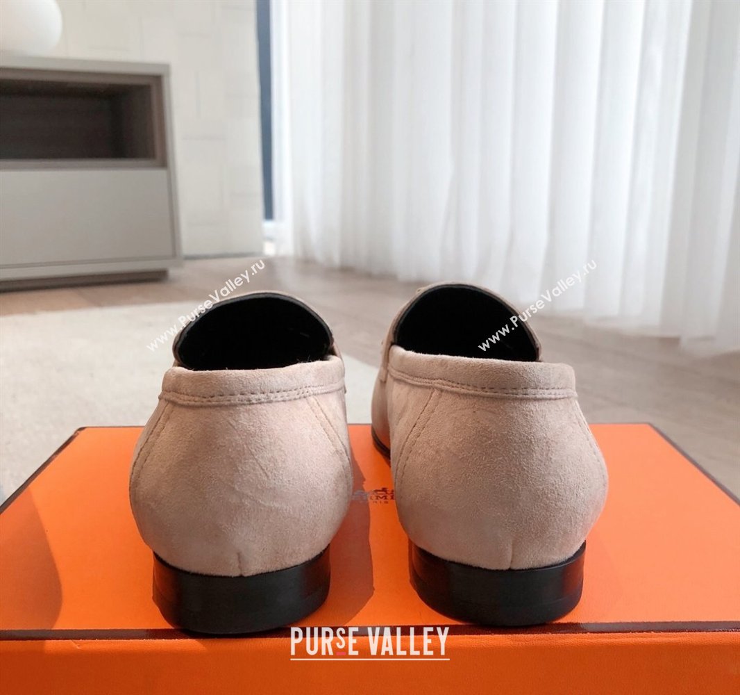Hermes Royal Loafers in Suede with Fringe Light Pink 2025 0419 (XC-250419116)