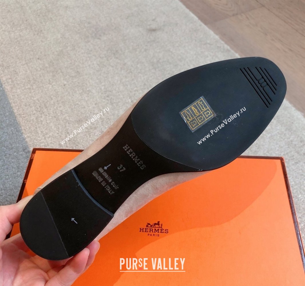 Hermes Royal Loafers in Suede with Fringe Light Pink 2025 0419 (XC-250419116)