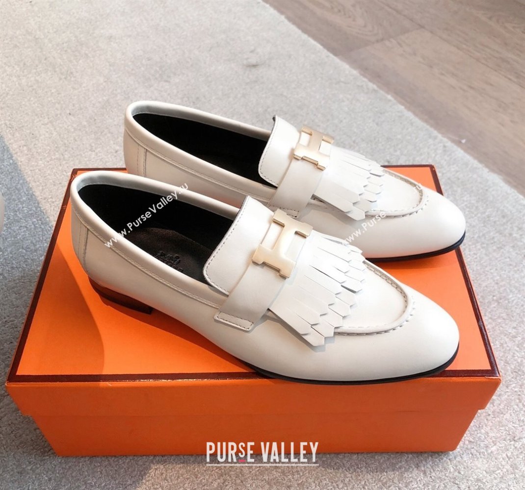 Hermes Royal Loafers in Calfskin Leather with Fringe White2 2025 0419 (XC-250419121)
