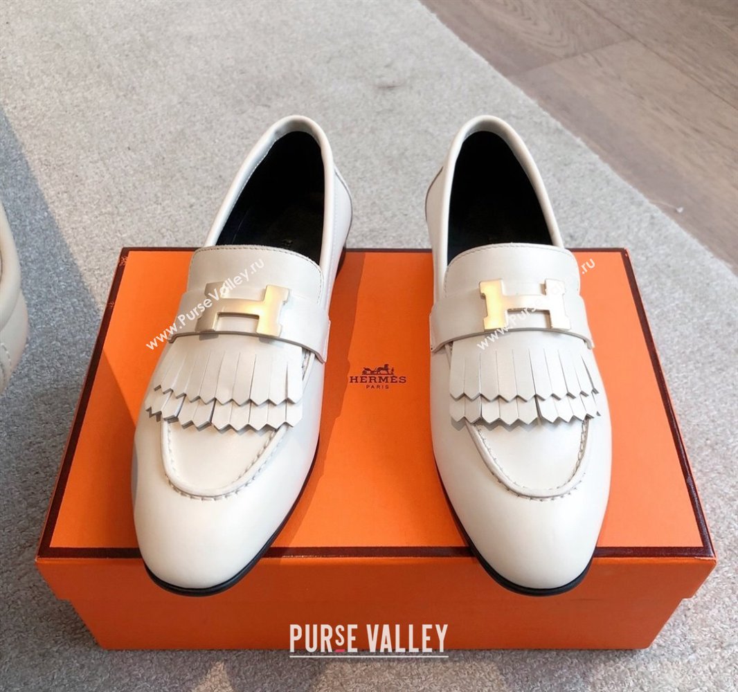 Hermes Royal Loafers in Calfskin Leather with Fringe White2 2025 0419 (XC-250419121)