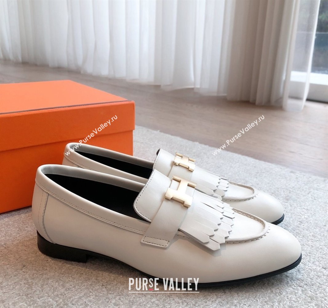 Hermes Royal Loafers in Calfskin Leather with Fringe White2 2025 0419 (XC-250419121)