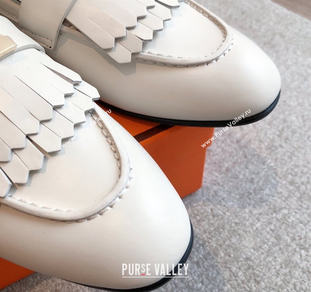 Hermes Royal Loafers in Calfskin Leather with Fringe White2 2025 0419 (XC-250419121)