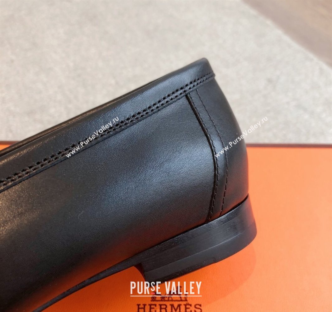 Hermes Royal Loafers in Calfskin Leather with Fringe Black2 2025 0419 (XC-250419123)