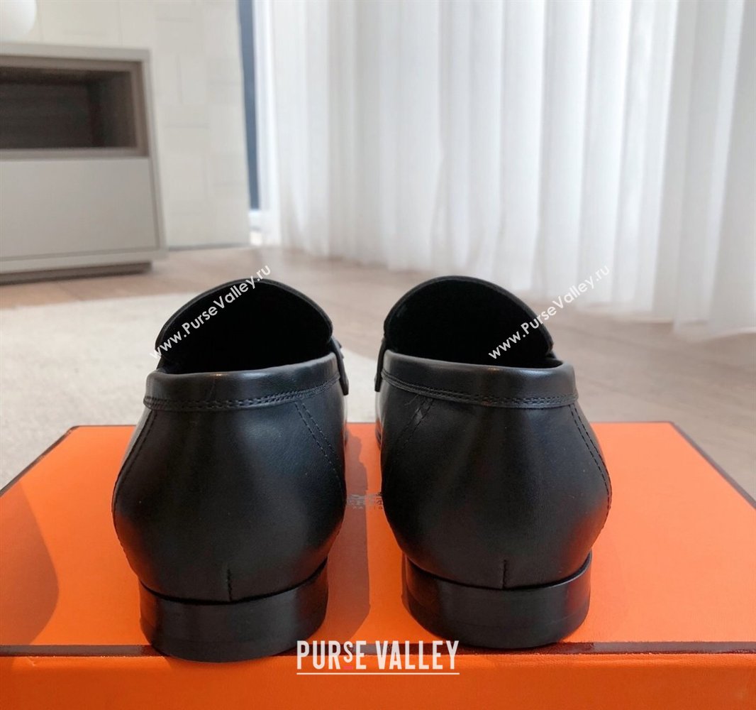 Hermes Royal Loafers in Calfskin Leather with Fringe Black2 2025 0419 (XC-250419123)