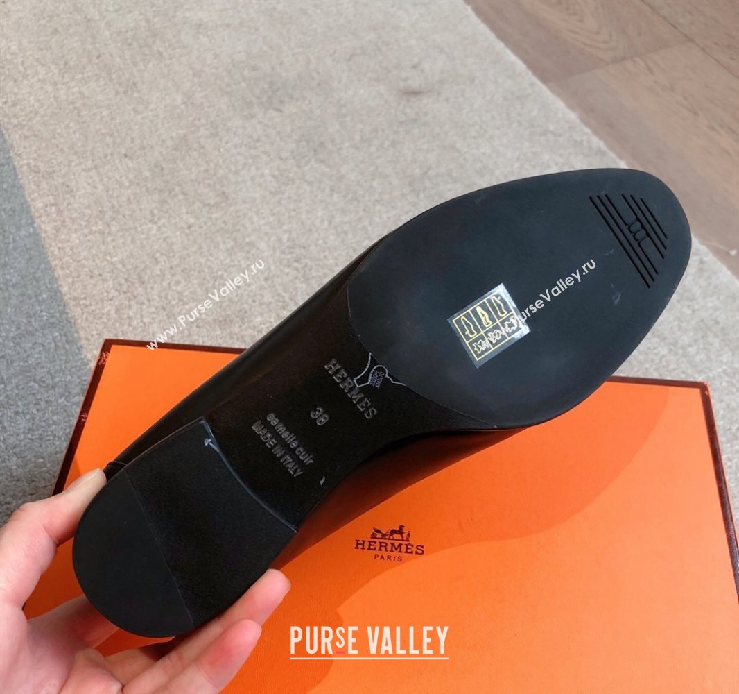 Hermes Royal Loafers in Calfskin Leather with Fringe Black2 2025 0419 (XC-250419123)